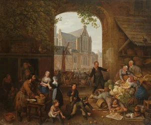 Two Drunkards at the Market by the Westerkerk in Amsterdam